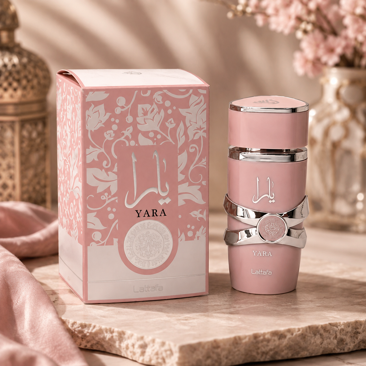Lattafa Yara Pink Eau de Parfum 100ml perfume bottle and matching box for women